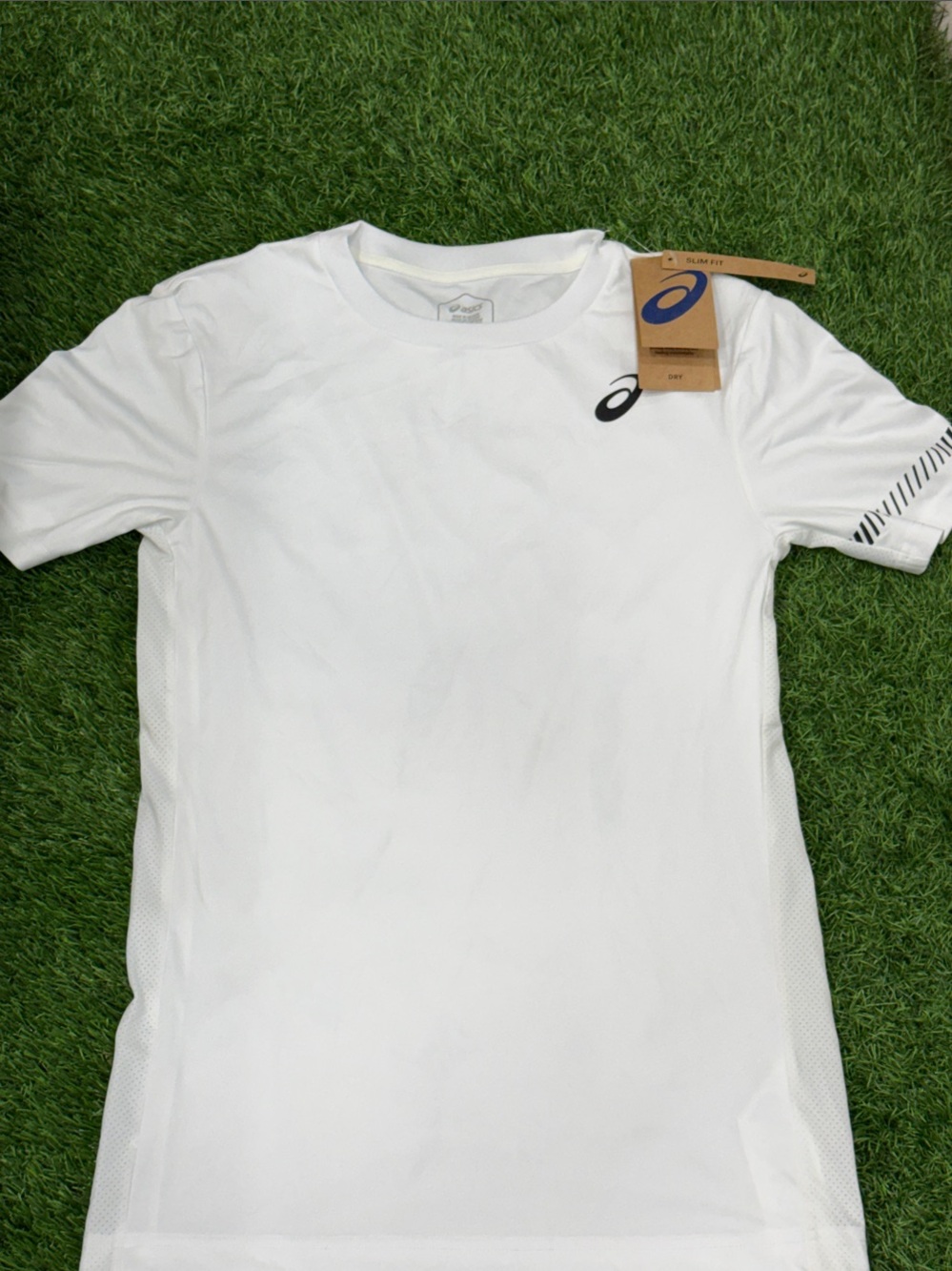ASICS White Short-Sleeve Athletic Tee with Black Logo